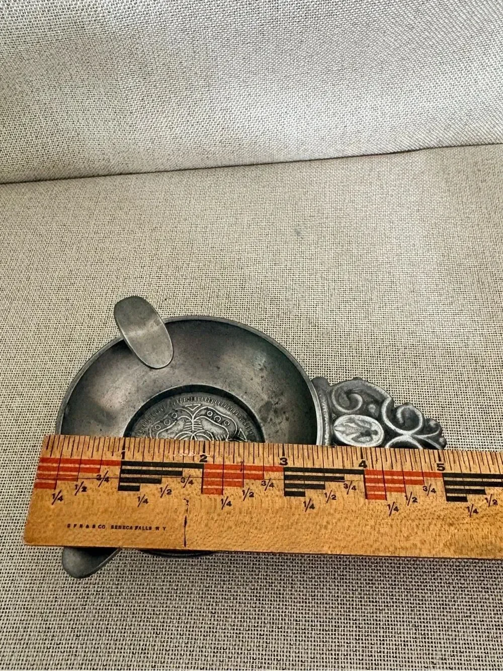 Vintage Rein Zinn German Pewter Tastevin Wine Taster Cigar Tray Angel Medallion
